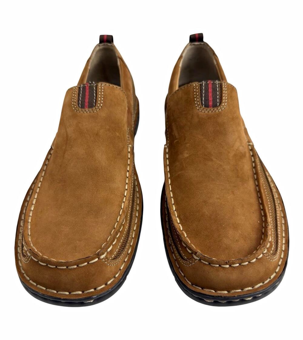 Clarks Men’s Slip On Loafers Brown Nubuck Leather Comfort Shoes US 9.5